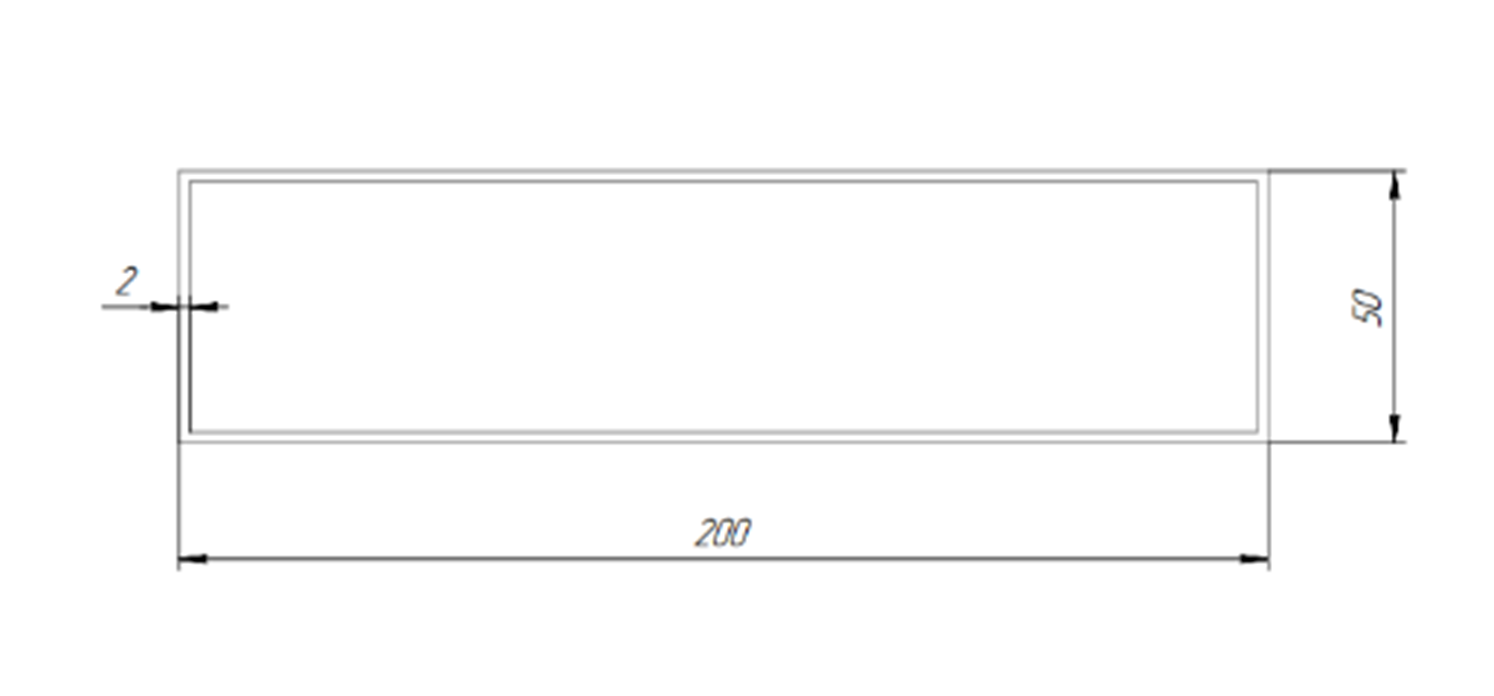 Труба алюминиевая SVETHOLL 200х50х2